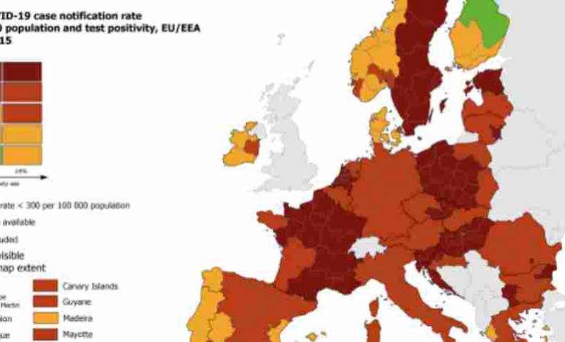 Χάρτες ECDC: Στο «πράσινο» η Ελλάδα στον δείκτη θετικότητας